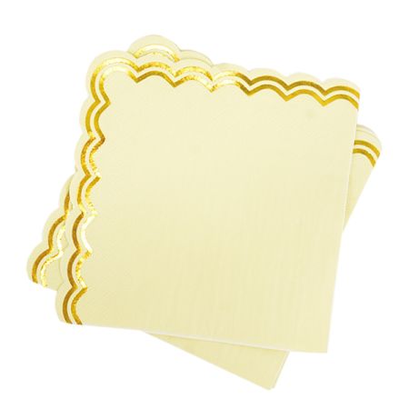 מפיות נייר 33X33 סמ 3 שכ חיתוך צורני עם הטבעת זהב - צהוב 16 יח