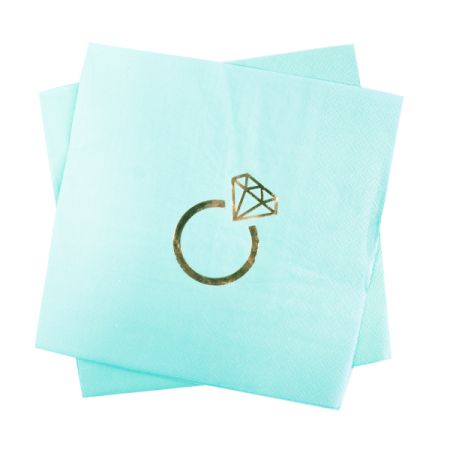 מפיות נייר 33X33 סמ 2 שכ 16 יח - תכלת עם הטבעת רוז גולד