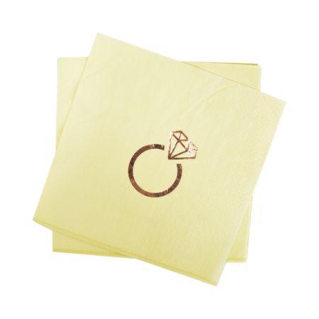 מפיות נייר 33X33 סמ 2 שכ 16 יח-צהוב עם הטבעת רוז גולד