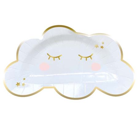 צלחות נייר בצורת ענן - הטבעת זהב- 6 יח