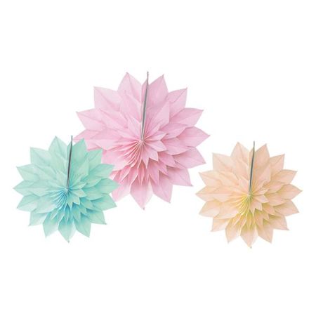 מניפות נייר פרח לתלייה- צבעי פסטל